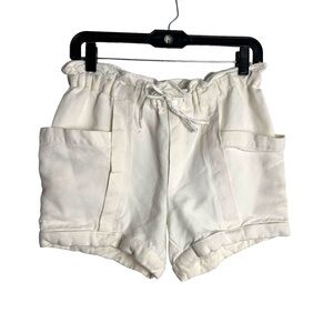 A.L.C. White Linen Blend Paper Bag Baggy Shorts with Wrap Pockets Sz 0